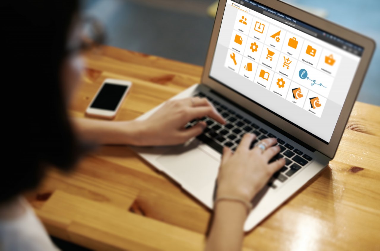 Woman working on a laptop