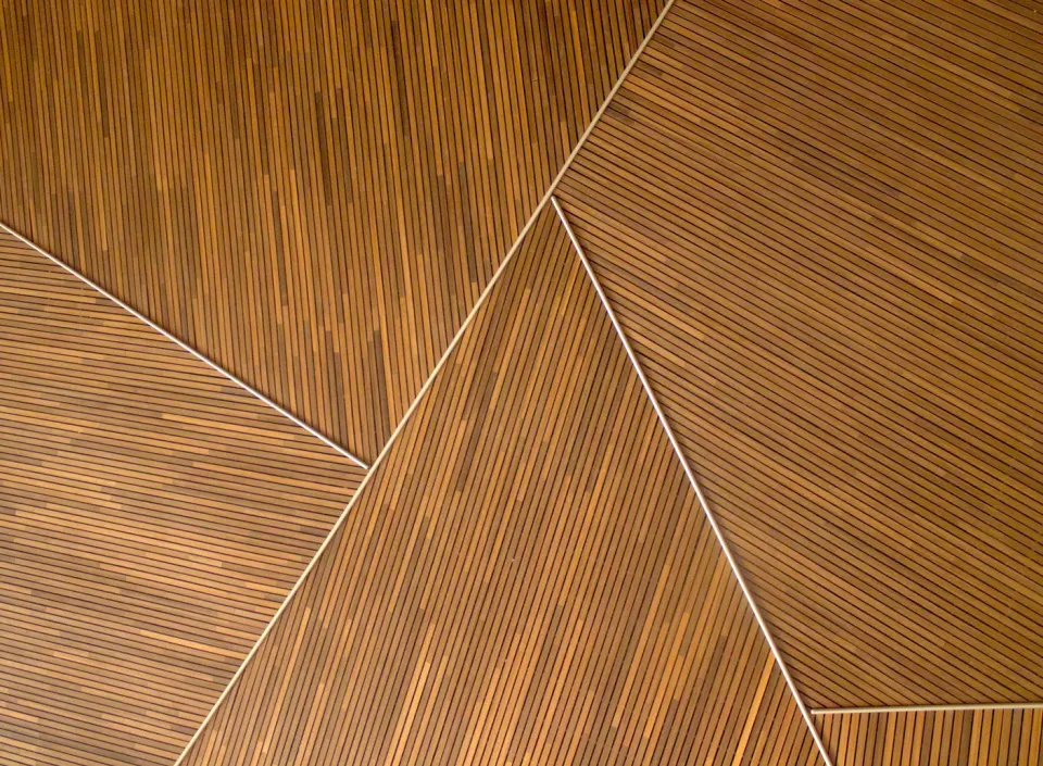 Wooden slats laid in a geometric pattern